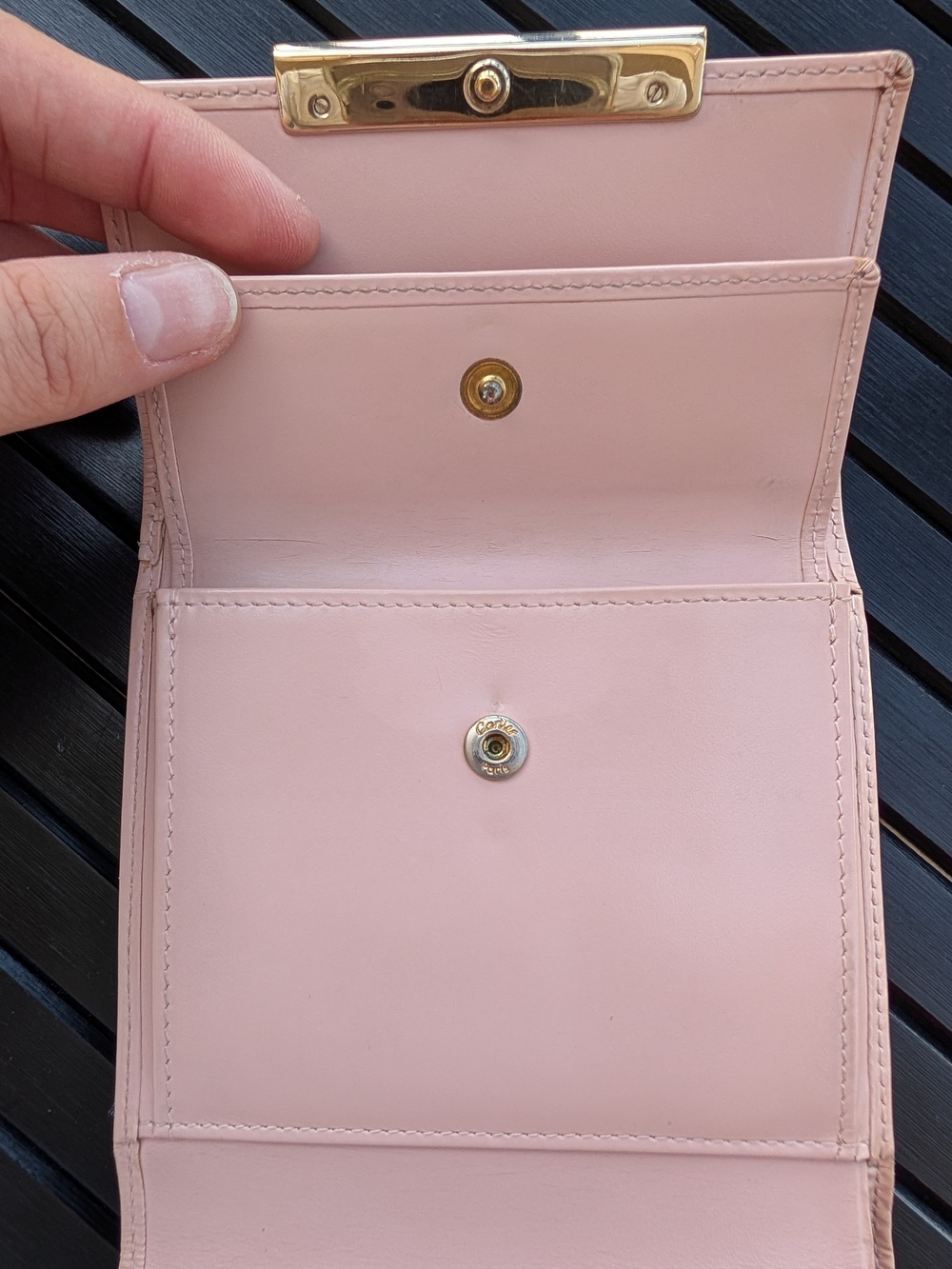 Vintage Cartier Wallet Eternity Rose Pink Leather Trifold Gold Hardware - Picture 12 of 16
